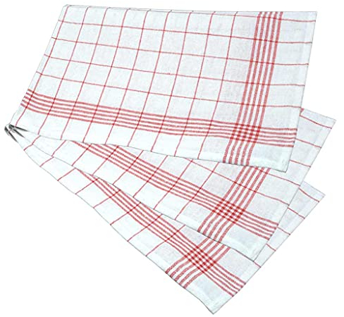 Wasserbettbedarf 3er Set Geschirrtücher rot Halbleinen ca. 60x80cm Küchentücher Geschirrhandtücher Spültücher Küchenhandtücher 3er-Pack kariert