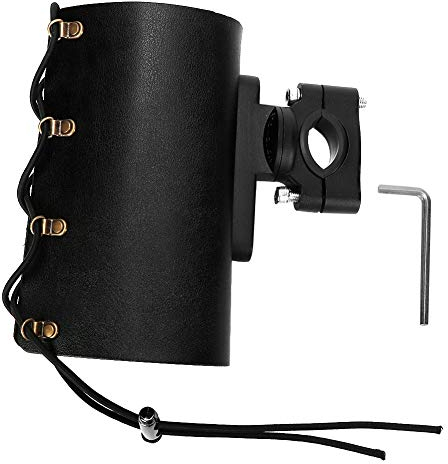 getr?nkehalter Motorrad Leder Verstellbarer Motorrad-Motorrad-Flaschen-Trinkbecherhalter Wasser-Getränke-Halterung (Schwarz)