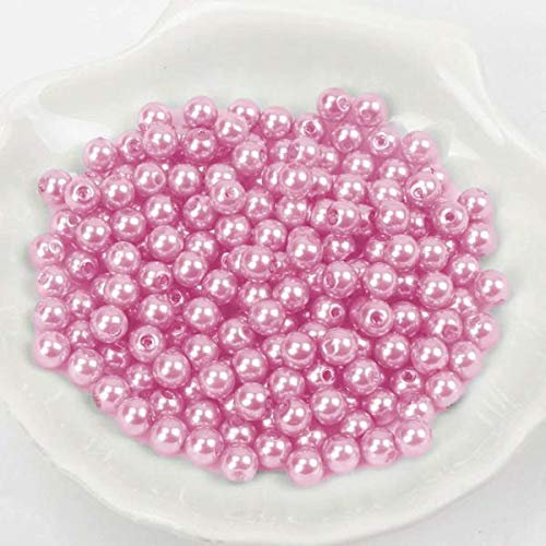 (10mm /Pink hell) Perlen/Bastelperlen - 30 Farben mit Loch zum basteln Traumfänger Wachsperlen Kreuz Zubehör Deko Mix Set groß und klein fädeln Armband Schlüsselanhänger Acryl bunt Schmuck