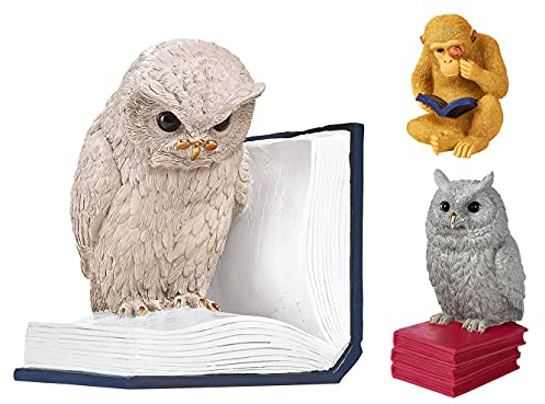 moses. Buchstütze B-Uhu-ch - Deko Objekt für das Bücherregal, 3D Eule als Stopper für die Lieblingsbücher, 83357, Groß, Greige, Blau, Weiß