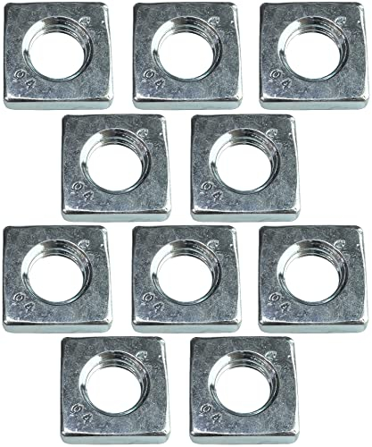 AERZETIX - C49560 - Set di 10 dadi quadrati M10 piatti profilo basso 17.0x5.0mm filettatura metrica femmina - in acciaio al carbonio