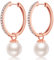 Creolen Rosegold Ohrringe Damen Creole mit Perle Ohrringe Hängend Creolen Silber 925 Groß 23mm
