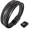 Speroto armband herren lederarmband herren leder armband für männer herren armband(schwarz style C,22cm)