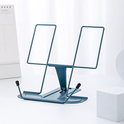 Leseständer mit Metallbügel, Multifunktions Verstellbar Buchstützen Buchständer für Arbeitszimmer, Buch Magazin Menü Ipad, Kochbuch, Noten, Büro, Schule, These, Studentenpreise(Morandi-Blau)