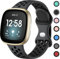 Upeak Sportarmband Kompatibel mit Fitbit Versa 3 Armband/Versa 4 Armband/Fitbit Sense Armband/Sense 2 Armband, Atmungsaktiv Silikon Doppelloch Schnappschnalle Ersatzband, Klein, Holzkohle/Schwarz