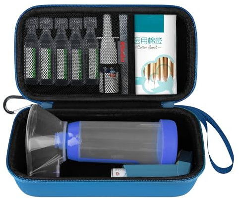 Elonbo Tragetasche Für Asthma-Inhalator, Inhalator Spacer für Kinder und Erwachsene, Masken, Inhalator Halter Asthma Travel Organize Tasche, Blau (nur Fall)