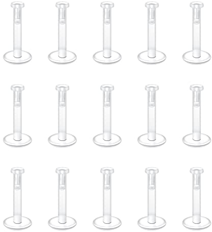 vcmart Ashley 15stk Lippenpiercing Plastik Labret Steckers Bioflex 6-12mm Flexibler Kunststoff Piercing Tragus Helix Ashley