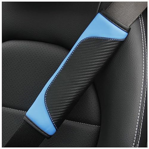 2 Stück Auto Gurtpolster,PU Leder Universal Weich Auto Sicherheitsgurt Schulterpolster Gurtschoner Auto Gurtschutz Gürtelkissen Schutzkissen Polsterung für Sitzgurt für Kinder Erwachsene,Schwarz Blau