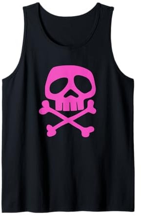 Pink Punk Rock Skull and Bones - 1980er Punk Rock Misfit Tank Top