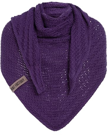 KNIT FACTORY - Dreiecksschal Sally - Damen Strickschal mit Wolle - Grob gestrickten Schal - Hochwertige Qualität - XXL Schal - 220x85 cm - Purple