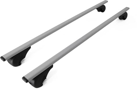 OMAC Dachträger Grundtäger kompatibel mit Ford Kuga mk1 2008-2012 Metall 75kg Silber 2tlg Offene Reling für Fahrradträger, Dachboxen, Skiträger Abschließbar