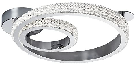 KHG LED-Kristall-Deckenleuchte, Lampenshirm aus Kristallglas, Basis aus Metall, Farbtemperatur 4.000 K, 1.550 lm Lichtleistung, 24 W Gesatmleistung, ideal für Wohnzimmer, Schlafzimmer, Küche und Büro