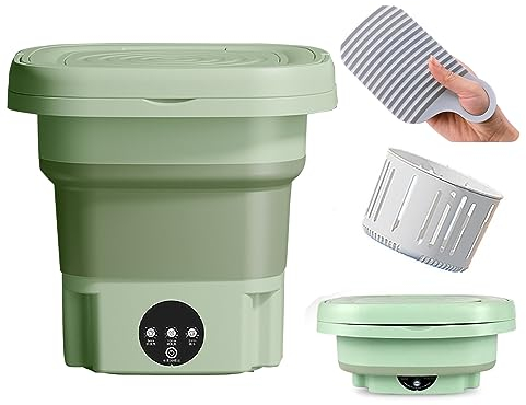 KOKMAT Machines à Laver Portables, Mini Machine à Laver Et SèChe-Linge 8L, Machine à Laver Pliante à Ultrasons pour sous-VêTements avec Panier De Vidange, Mini-SéCheuse Portative (Color : Green)