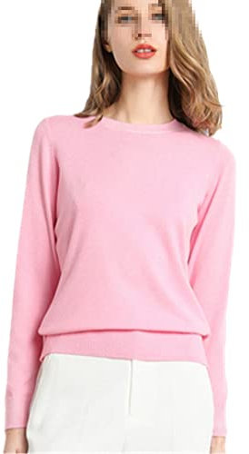 Pullover Maglione in cashmere Donna Maglia Basic O-Collo Maglione, rosa, L