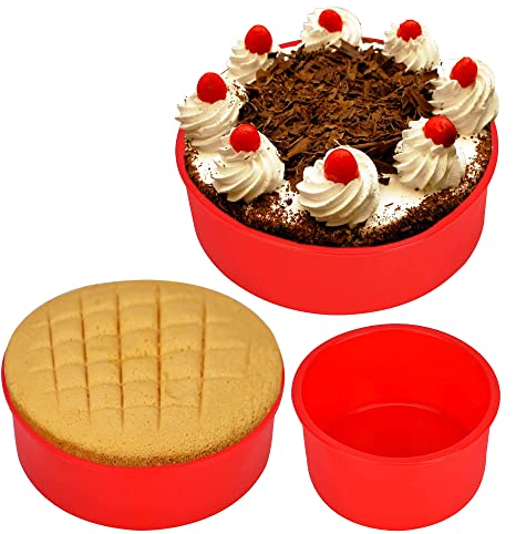 Moldes Silicona Reposteria Redondo 3Pcs - Molde Silicona Bizcocho Horno - Moldes Silicona Freidora de Aire - Molde para Tarta - - Molde para Pastel - Molde Quiche - Molde Desmontable Antiadherente