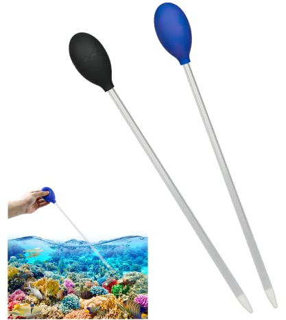 40 cm Aquarium Pipette 2 Stück Schwarz Blau Aquarium Wasserwechsler Coral Feeder,Wiederverwendbar,Geeignet für Aquarien, Fisch Tank Zubehör