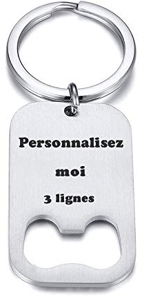Porte-clés Personnalisable Décapsuleur Ouvre-bouteilles Gravure Laser Cadeau Original Unique Personnalisé Prénom 3 Lignes Message Acier Inoxydable Fête Anniversaire Identité Date Citation Crémaillère