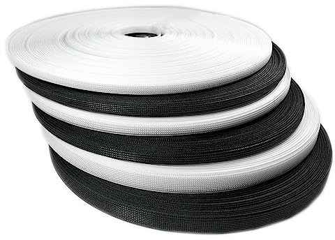 2 x 46 Meter Polyester-Korsettstangen, schwarz und weiß, Stangen, Basteln, Nähzubehör für Korsett-Kleidung, Kleider, Basteln, Nähzubehör für Kleidungsstücke (weiß-schwarz 12 mm)