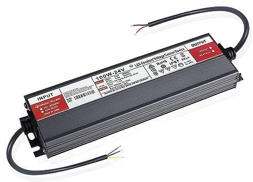 BRIMETI Trasformatore LED Driver 24V 100W IP67 Impermeabile Alimentatore 4,2A Slim Transformer AC 220V a DC 12V LED Netzteil Interruttore Adattatore,Trasformatori Tensione Costante Bassa Tensione