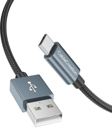 CableCreation Cable USB a Micro USB, cable trenzado USB 2.0 Micro-B USB Charging Data Cable Works with Fire Stick, Chromecast, Micro-B Phone, Grey (6 ft)