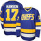 Atonmore Hanson Brothers Hockeytrikot Charlestown Chiefs 17 Steve 18 Jeff Slap Shot Movie Hockey Trikots Blau Weiß, 17-blau, M