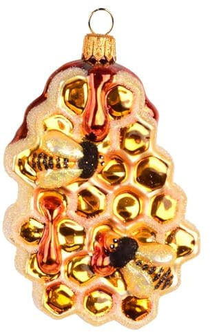 Christbaumschmuck Handbemalte Weihnachtskugel aus Glas, mundgeblasen, lustige Weihnachtsbaumfigur, dekorativer Anhänger, Christbaumkugeln Figuren Essen Trinken Weihnachtskuge Glas Bienenwabe
