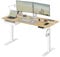 VASAGLE Höhenverstellbarer Schreibtisch elektrisch, 140 x 60 cm Tischoberfläche, Memory-Funktion mit 4 Höhen, mit Steckdosen und Stoffschublade, goldeichenfarben-wolkenweiß LSD114N01
