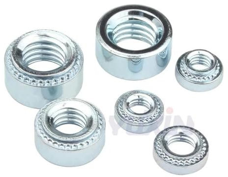 KEYNCO Dado autoagganciante Dado a pressare zincato in Acciaio Inossidabile 304 M2 M2.5 M3 M4 M5 M6 M8 Dadi di Fissaggio per Macchine utensili-M3-1 (100 Pezzi)-S-Acciaio al Carbonio