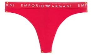 Emporio Armani Damen Iconic Logoband 2-Pack Brasilian Halber Slip, Rosso LACCA,