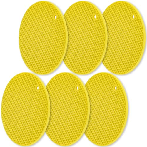 homEdge Silicone Trivets Mat, 6 Packs Multipurpose Non Slip Heat Resistant Pot Holder-Yellow