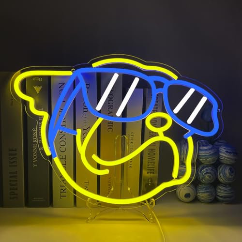 UExnkj-Y Hund Neon Schild Tier Neon Lichter Gelbe Blaue Weiß Neon Schild Wand Dekor LED Leuchtreklame LED Tier Neon Licht für Wand Dekor Licht up Sign für Wand Dekor Geburtstagsfeier Geschenk