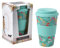 CGB Giftware | The Flower Market Teal Floral Bamboo Travel Mug | with Silicone Grip Along with Slicone Lid | in Gift Box | Travel Accessory | On The Go | GB07131