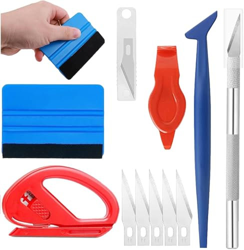 Difistik Vinyl Wrap Tools, 10 Pcs Car Vinyl Wrap Tool Kit, Window Film Install Wallpaper Smoothing Tool, Vinyl Felt Squeegee, Vinyl Trimming Tool for Car Wrapping and Install Wallpaper
