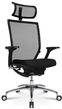 Wagner Titan 10 ergonomischer Profi Bürostuhl mit Armlehnen und Dondola Sitzgelenk 5 Jahre Garantie Netzrücken schwarz Sitz schwarz