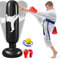 Qoosea Boxsack für Kinder, 160cm Stehender Boxsack, Aufblasbarer Trainingsboxsack mit integrierter Luftpumpe und Boxhandschuhe für Karate, Kickboxen, Jungen und Mädchen