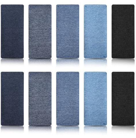 Tyqour 10Pcs Denim Patches for Jeans Iron on Jean Patches Inside & Outside Denim Repair Patches Fabric Patches for Jacket Jeans and Clothing Repair Clothes Patches 4.92 by 11