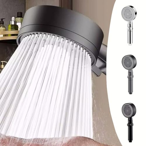 Shower Head, High Pressure Shower Heads with 8 Modes, Power Shower Head, Universal Water Saving Large Shower Heads, for Low Water Pressure (E)