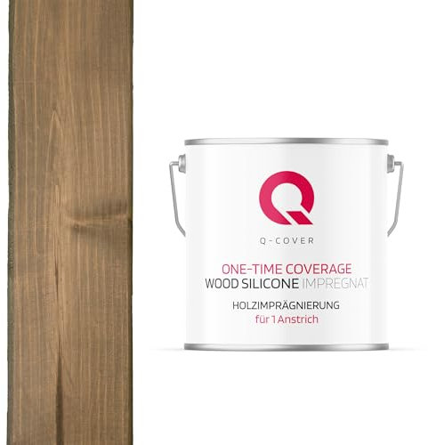 Q-COVER Holzimprägnierung Für 1 Anstrich | Braun-grau 7013 5L | Holzschutz | 2 In 1 | Grundierung Mit Schutz | Farbimprägnierung | Imprägniermittel | Innen & Außen