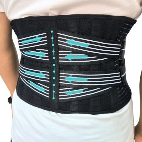 Ceinture Lombaire de soutien lombaire RÉGLABLE HOMME et FEMME pour soulager le Dos | Idéale pour le Travail ou le sport | 4 Ressorts, Taille S à XL | Parfaite pour Sciatique Lumbago Posture