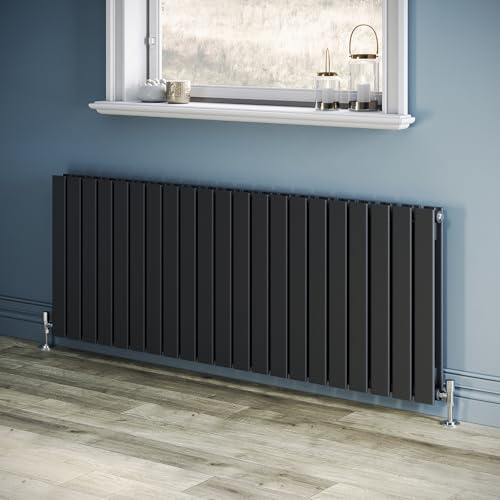 ZANOFIRA 600x1596 mm Anthracite Flat Panel Horizontal Designer Radiators Double Column Modern Central Heating Radiator Rad for Kitchen, Hallway, Living Room