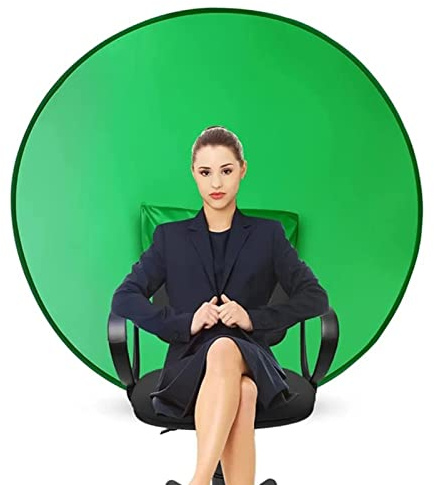 Shenruifa Round Green Screen Backdrop Portable Green Screen Chair Background for Video Chats Video Conference Game Single Layer