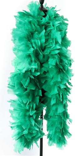 2 Meter/Stück, 200 g, weiße Truthahn-Federboa, flauschige Truthahn-Federfedern für Schal, Schal, Karneval (Farbe: Grün) - Standard