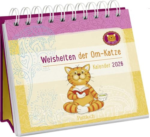 Mini-Wochenkalender 2026: Weisheiten der Om-Katze: Tischkalender zum Aufstellen mit Wochenansicht und fröhlichen Zitaten und Illustrationen der Om-Katze