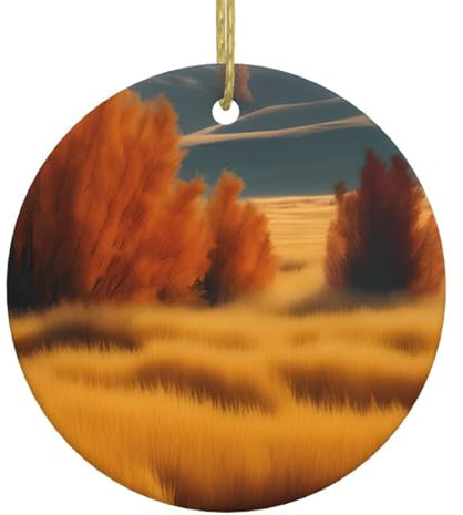 Hängender Keramik Weihnachtsbaum Herbst Golden Gras Landschaft Urlaub Dekoration Einzigartige Hängende