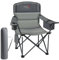RELAX FIELD Oversized Camping Chair for Adults 200KG with Cup Holder and Cooler Bag, Heavy Duty Extra Wide Folding Camping Chairs for Outdoor Picnic Fishing, Grey