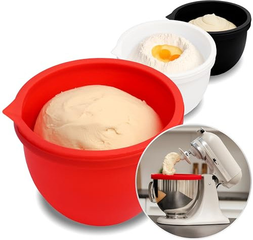 MixAid Silicone Liners Compatible with 5 Quart KitchenAid Mixers - KitchenAid Mixer Attachments, Kitchen Aid Mixer Accessories, Replacement Mixer Bowls No Longer Needed - 3 Liners and 3 Lids Included
