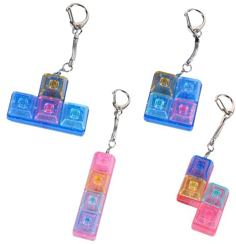 4Pcs Keyboard Fidget Toy, Toy Fidget Keychain, Fidget Keyboard, Portable Removable Keychain Fidget Toy, Keyboard Clicker Toy for Kids & Adult To Relief Stress, Pass The Time