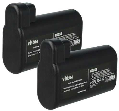 vhbw 2X batería Compatible con Electrolux 900277482, 900277469, 900277466, 900277292, 900277484 aspiradora Negro (3400 mAh, 7,2 V, Li-Ion)