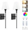 Lightess 2Pcs Battery Operated Wall Lights Indoor for Living Room Wireless Wall Lights Wall Lamp Battery Powered RGB 3 Color Temperatures Dimmable Rechargeable Remote Control 5000mAh,Black