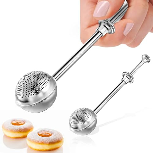 Artoshin Powdered Sugar Flour, Powdered Sugar Shaker Duster Flour Dispenser Shaker with 18/8 Stainless Steel One-handed Operation Shaker Duster for Sugar Flour and Spices